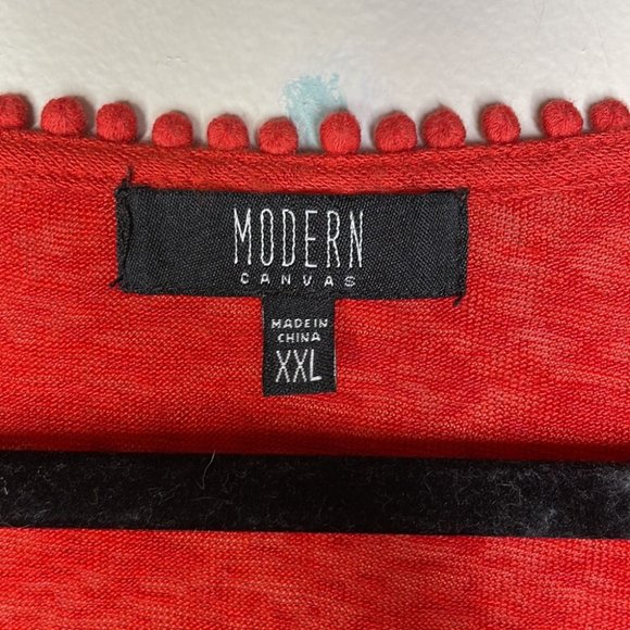 Modern Canvas XXL Orange Lightweight Modal Blend Short Sleeve Lace Detail Blouse - Picture 5 of 9